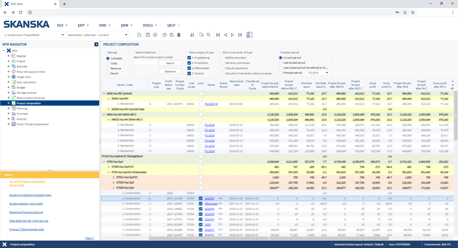 Example of summary rows (blurred for privacy)